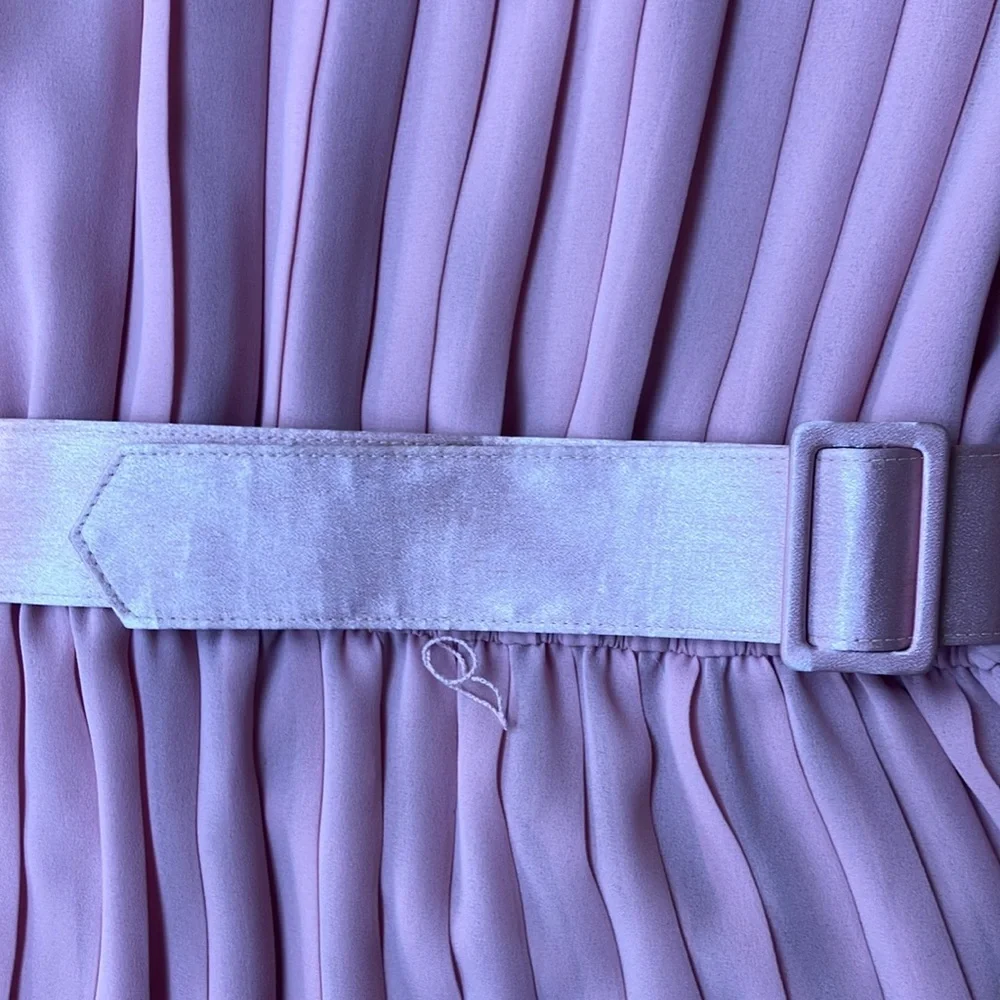 Vintage light pink  Pleated Dress long poof sleeves, elastic waist sz 8 - Picture 3 of 8